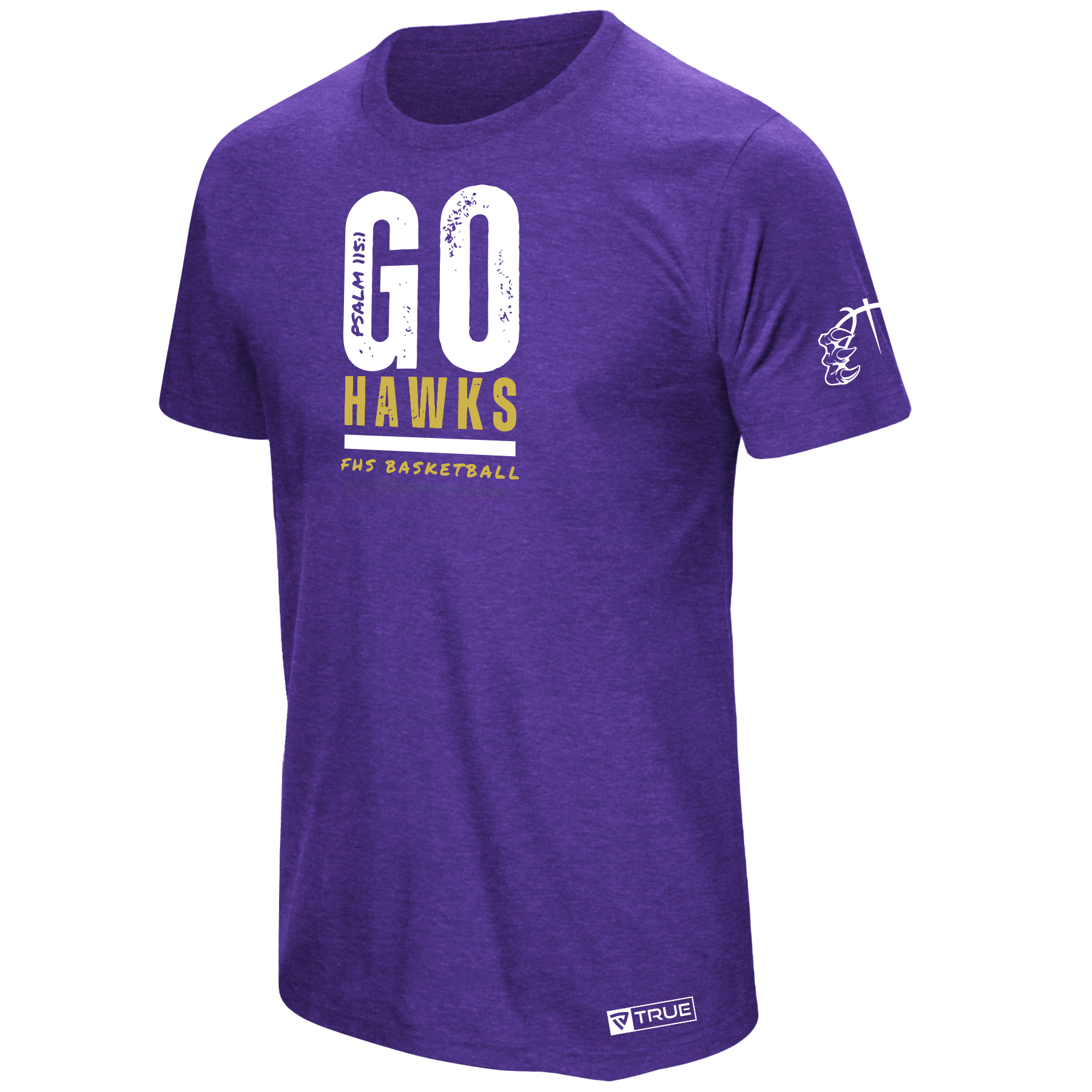 FHS Go Hawks Purple Basketball Tee