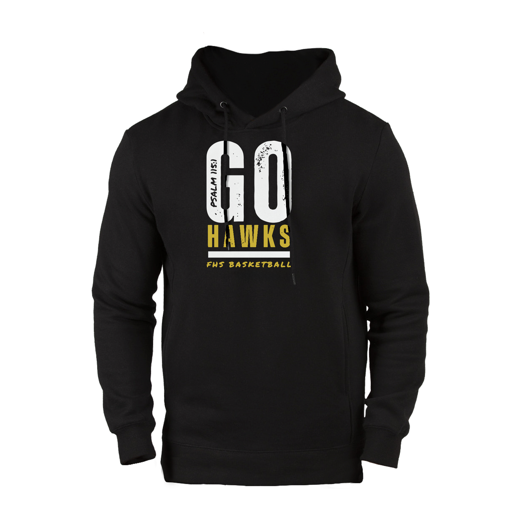 FHS Go Hawks Black Basketball Hoodie