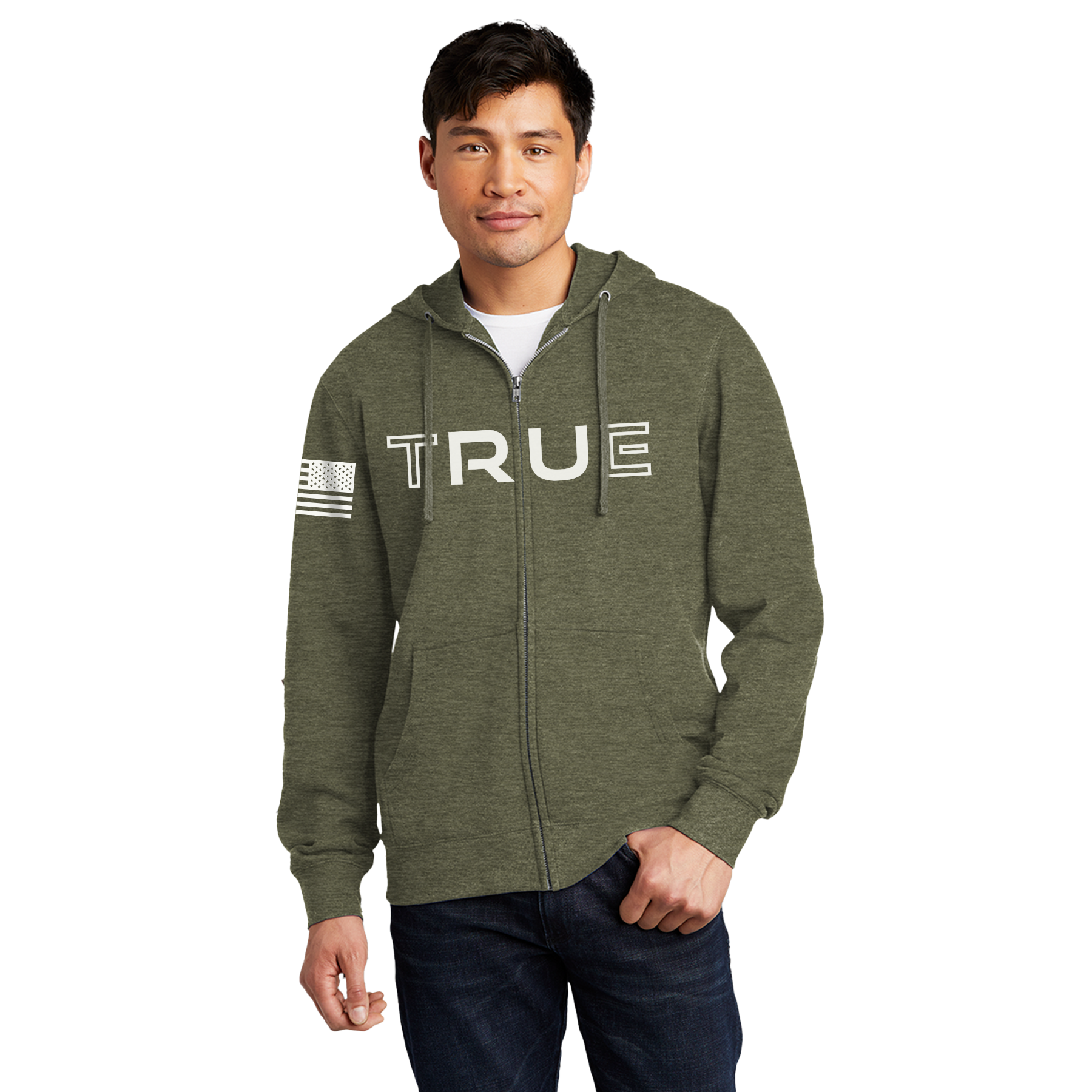 RU True Military Green Full Zip Hoodie